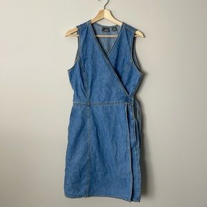 Vintage Liz Claiborne Denim Sleeveless Wrap Dress